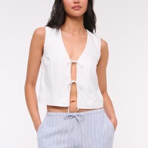 Abercrombie & Fitch Cream Tie-Front Blouse